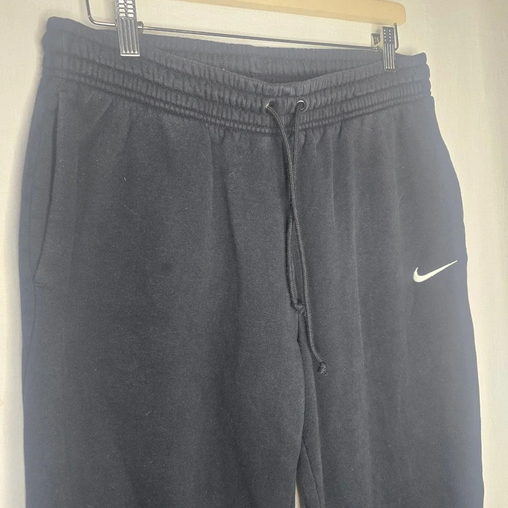 Nike Fleece Open Hem Sweatpants Mens Large Black Cotton Blend Athleisure Sporty